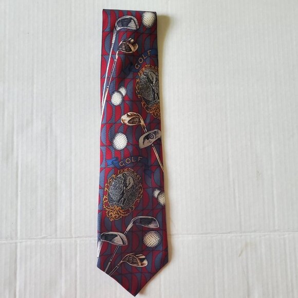 American Sports Classics Golf Theme 100% Silk Neck Tie Made in USA - Picture 5 of 7